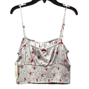 Billabong After Hours Cami Smocked Gray Pink Floral Tank Top Medium